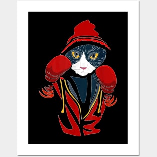 Cat Boxing  Creative Animal Lovers Cool Boxer Gift Posters and Art